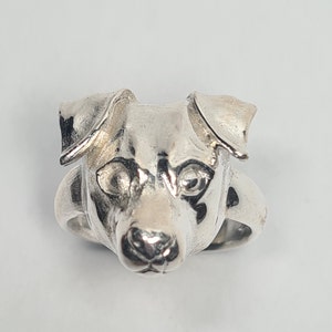 Jack Russell ring, dog ring, sterling silver handmade Silver, plain