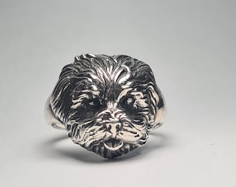 Bague cavapoo bague shih tzu bague bichon frisé, bague labradoodle bague chien, argent sterling maltipoo fabriqué à Londres argent recyclé