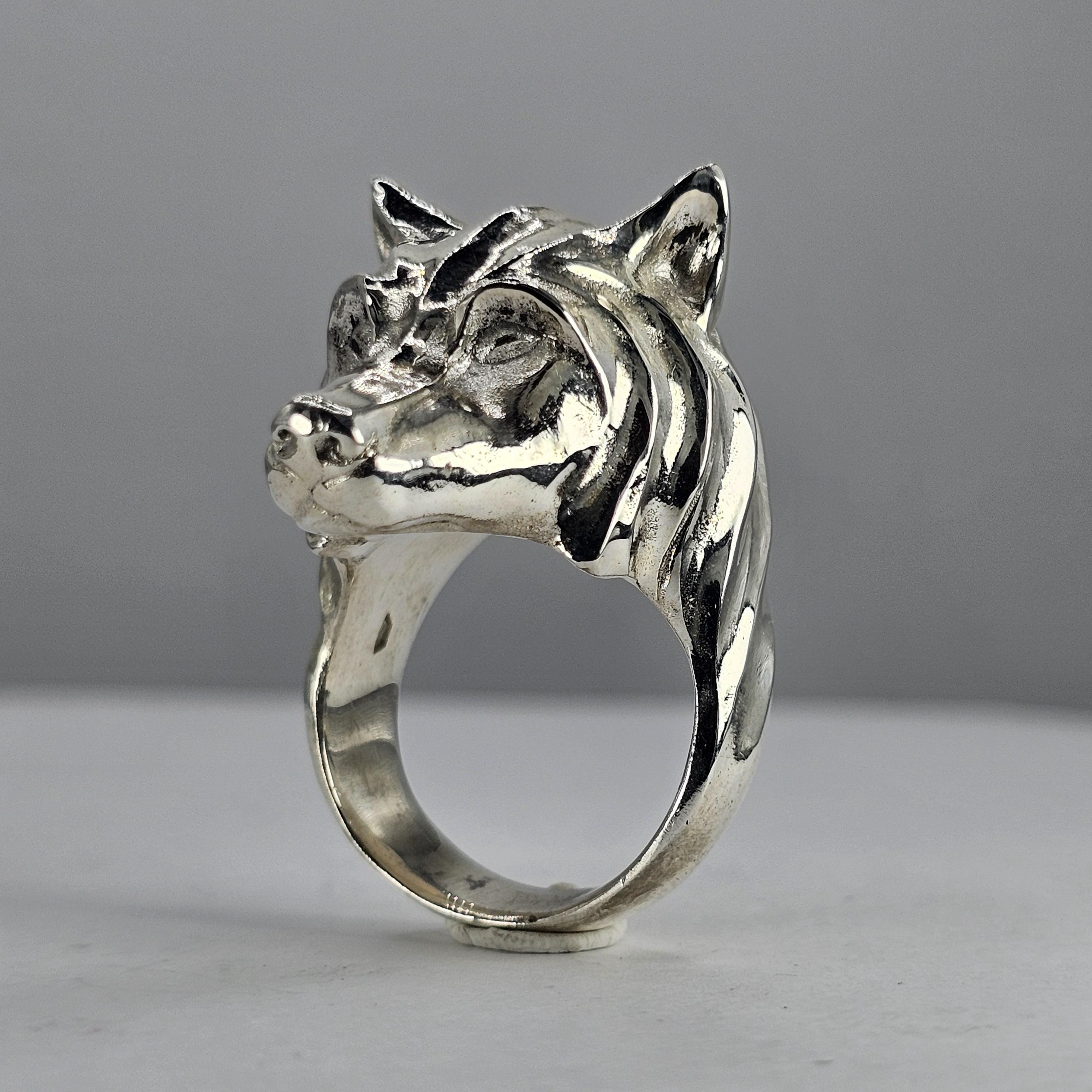 Wolf Ring Handmade Stering Silver Direwolf Ring 3d Wolf Head Ring 