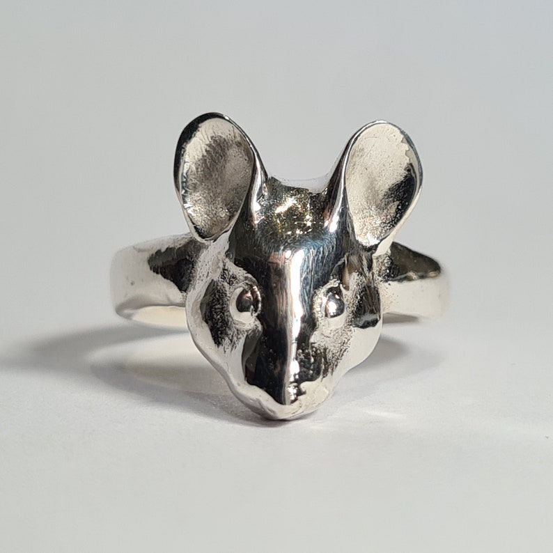 Mouse ring sterling silver handmade image 1