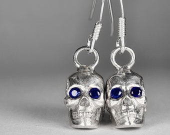 Skull earrings, sterling silver, handmade