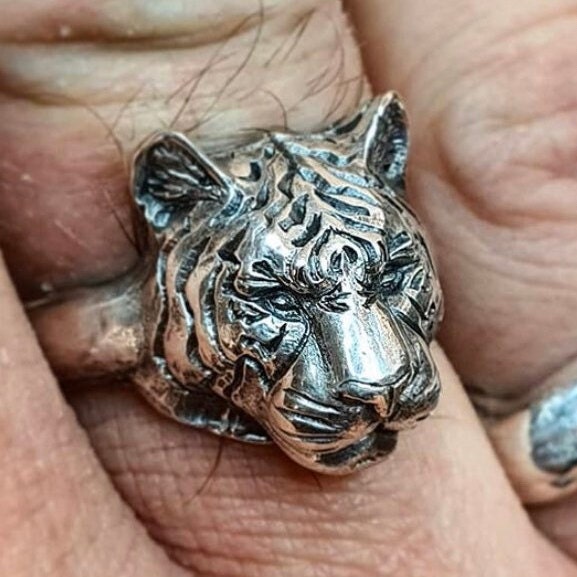 Tiger Ring Sterling Silver Handmade - Etsy