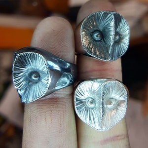 Barn owl ring sterling silver handmade