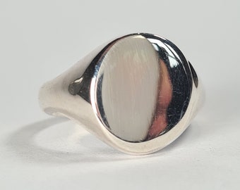 Sterling silver signet ring, organic oval style