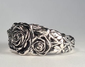 Bunch of roses sterling silver ring handmade