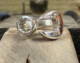 Spanner sterling silver ring, handmade, unusual mechanic ring biker ring mans ring masculine ring chunky ring