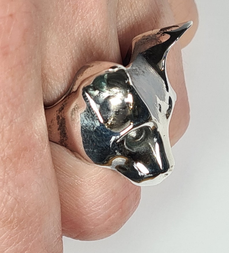 Cat ring sterling silver handmade Russian Blue Cat image 9