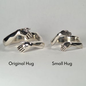 Small Hug ring sterling silver handmade friendship ring love ring hands ring cuddle ring mothers day gift girlfriend gift boyfriend gift image 5