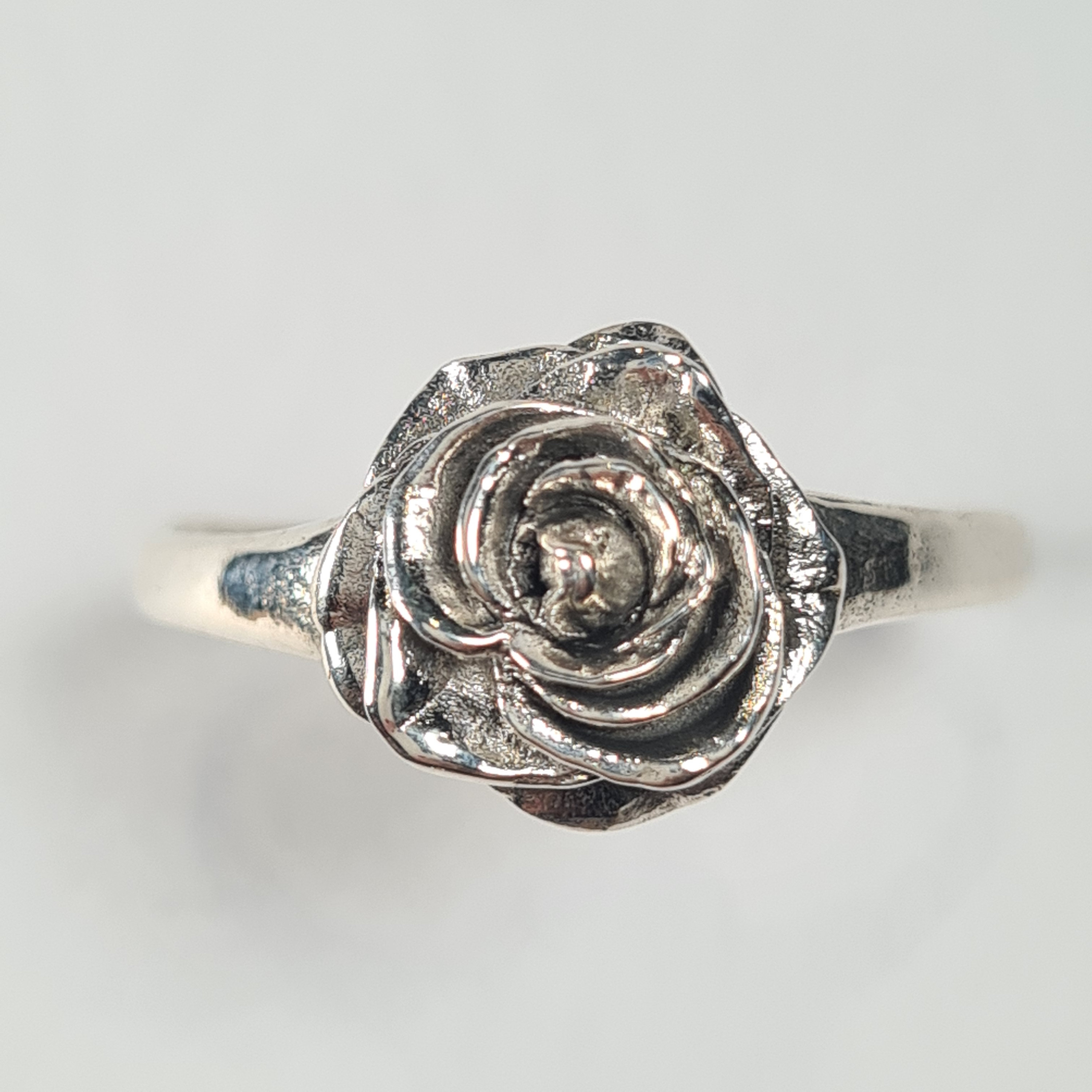 Antique sterling silver rose ring deals