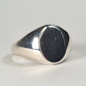 Sterling silver signet ring, small traditional oval style 11mm by 9mm face