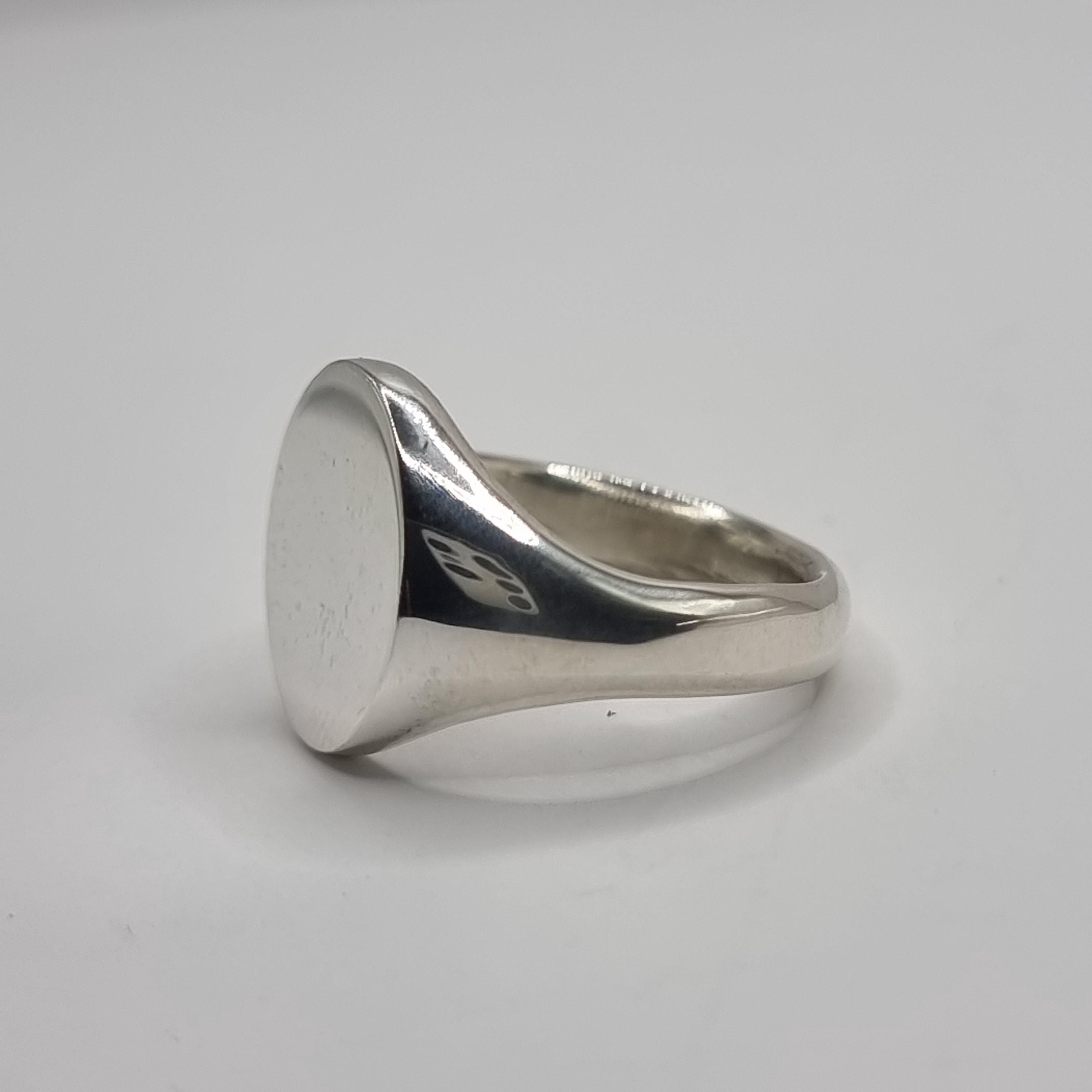 Sterling Silver Signet Ring, Large Traditional Oval Style 14mm X 