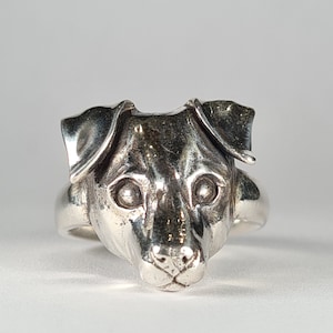 Jack Russell ring, dog ring, sterling silver handmade Silver Oxidised