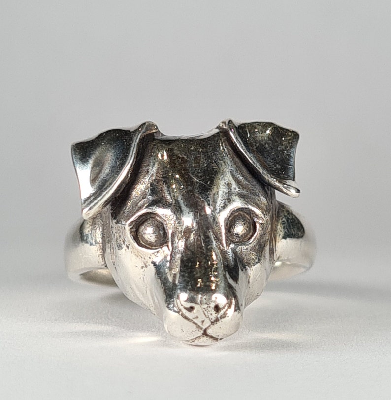 Jack Russell ring, dog ring, sterling silver handmade Silver Oxidised