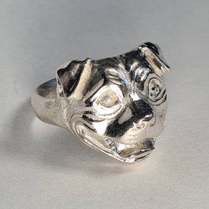 Staffy Ring, Handmade in London from recycled sterling silver. Dog Lover Jewellery