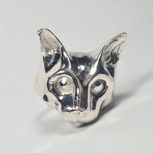 Cat ring sterling silver handmade Russian Blue Cat Silver, plain