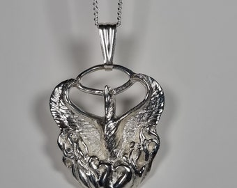 Phoenix Necklace pendant mythical creature rebirth sterling silver handmade