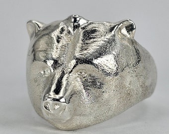 Bague ours en argent sterling faite main VERSION MINI de notre bague animal en argent recyclé ours massif