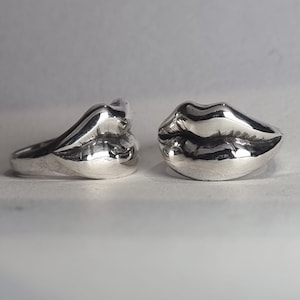 Anello labbra, argento sterling, fatto a mano, insolito immagine 7