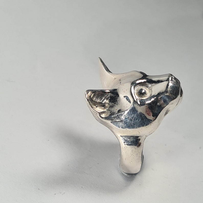Cat ring sterling silver handmade Russian Blue Cat image 5