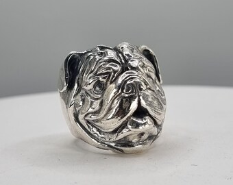 [H-10] CRAZY PIG / 19号 37g BULLDOG RING Bull dog Ring - silver ring - Crazy Pig Designs