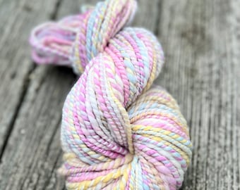 Handspun Yarn, Art Yarn, 2 Ply, Bulky, Chunky, Wool, Knit, Felt, Crochet, Weave, Doll Hair, Baby Soft