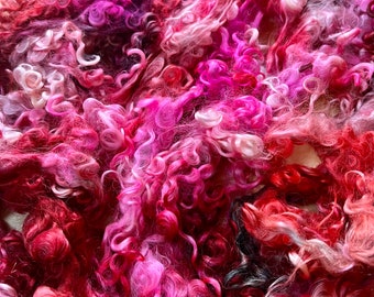 Border Leicester, Wool, Boa, Cotted, Wensleydale, Fleece, Locks, Spin, Felt, Doll Hair, Photo Prop, Long Locks, Pink, Red, Strange Lipstick