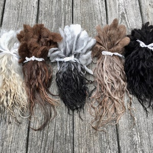 Icelandic Locks, Washed, Premium, Undyed, Extra Long, Spin, Felt, Doll Hair, Fleece, Wool, 1 Ounce, Brown, Gray, Black