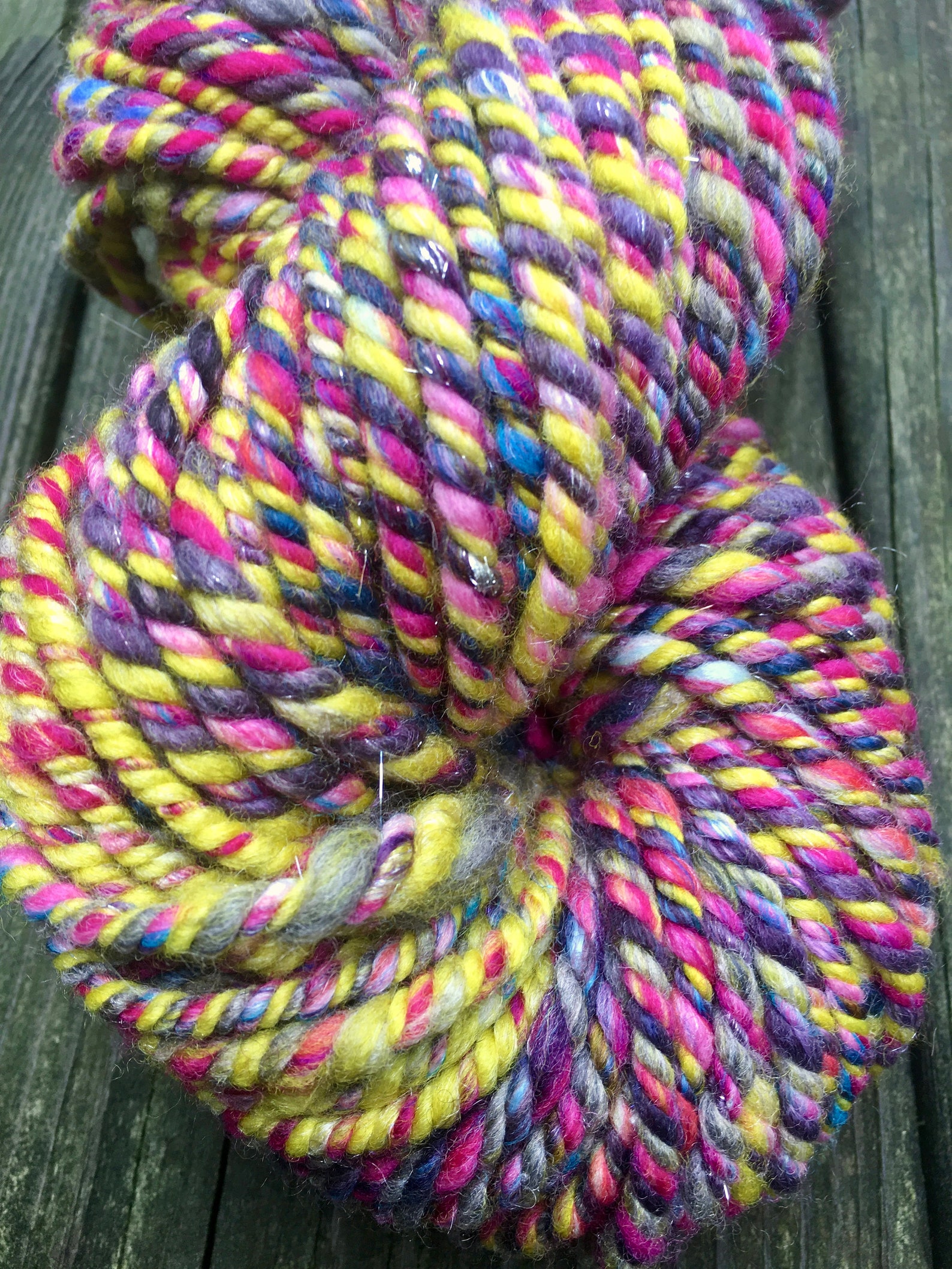 Handspun Yarn Art Yarn 3 Ply Bulky Wool Barberpole Etsy