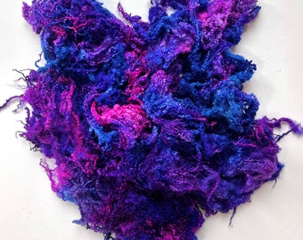 Dyed Bluefaced Leicester, BFL, Wool, Lamb Fleece, 3.3 Ounces, Spin, Felt, Doll Hair, Neon Berries