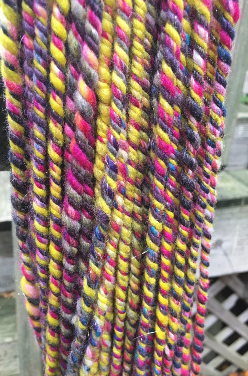 Handspun Yarn Art Yarn 3 Ply Bulky Wool Barberpole Etsy