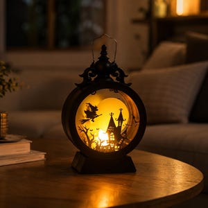 Halloween Lamp Gothic Decor | Witch Night Light | Haunted House Light | Spooky Home Decor | Gothic Table Lamp