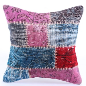 Patchwork Pillow, Modern Bohemian, Home Decor,Turkish Kilim, Pillow Cover, Tribal Pillow,Vintage Kilim Pillow, Designed pillowcases, carpet image 1