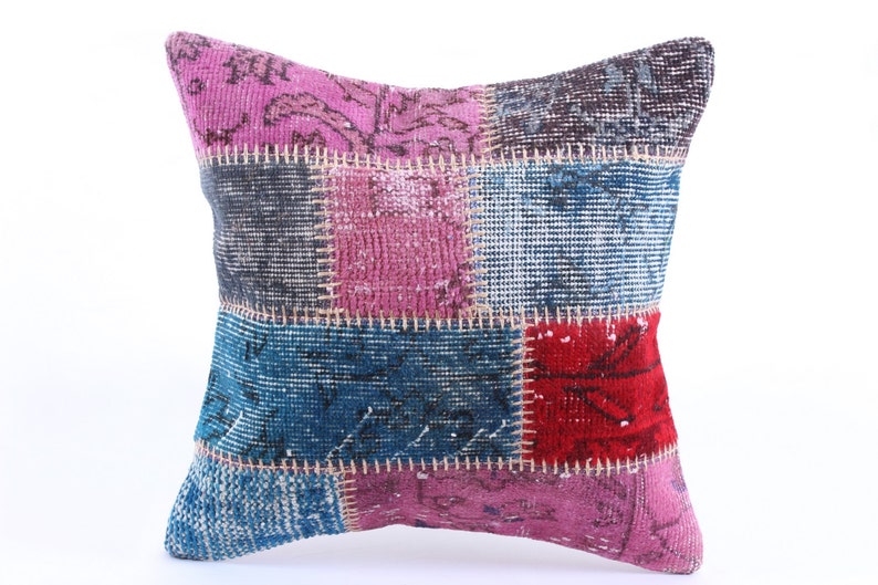 Patchwork Pillow, Modern Bohemian, Home Decor,Turkish Kilim, Pillow Cover, Tribal Pillow,Vintage Kilim Pillow, Designed pillowcases, carpet image 1