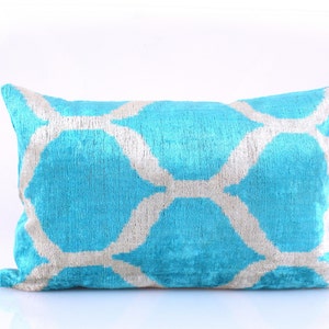 İkat Velvet Pillow,Blue Cream Pillow,Living Room Pillow,Velvet Pillow,Decorative Throw Pillow Cover,Accent Velvet,New Home Gift,