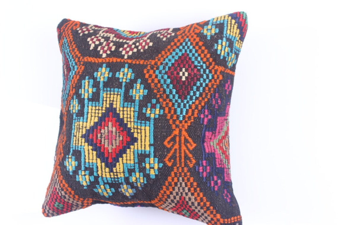 WOOL Pillow Cover pink and brown 16'' x Etsy