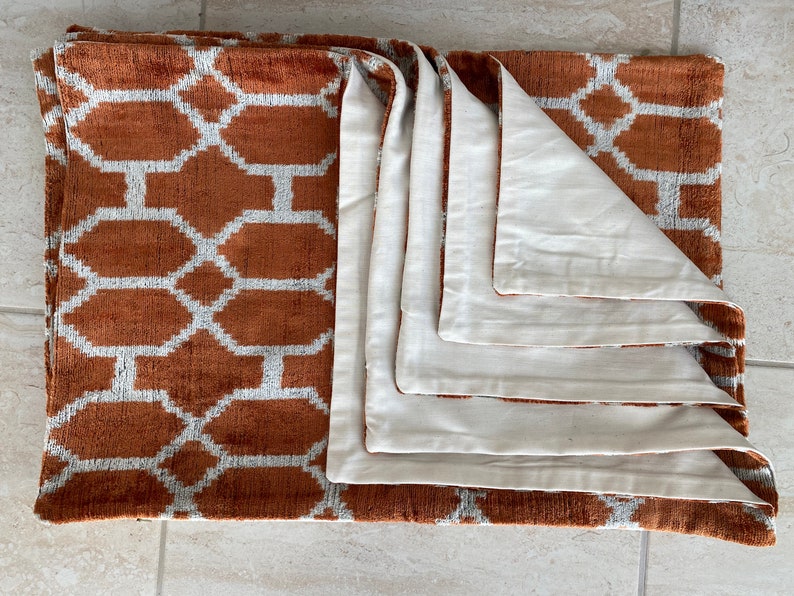 Light Brown Geometric Velvet Pillow, Copper Color Pillow, Cover Silk