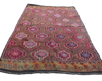 Handwoven Turkish Kilim Rugs – Vintage Kilim Carpet, Anatolian Area Rug, Tribal Boho Rug, Oriental Wool Kilim
