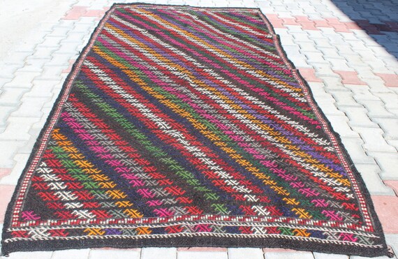 Handwoven Turkish Kilim Rugs – Vintage Kilim Carpet, Anatolian Area Rug, Tribal Boho Rug, Oriental Wool Kilim