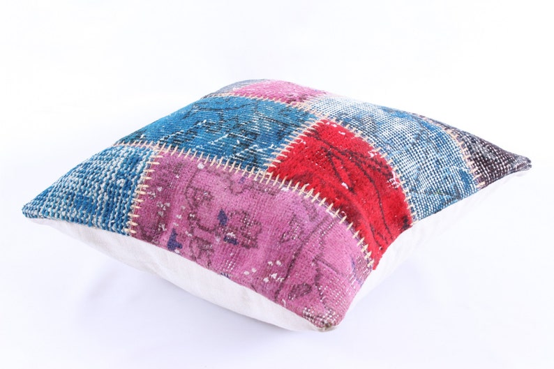 Patchwork Pillow, Modern Bohemian, Home Decor,Turkish Kilim, Pillow Cover, Tribal Pillow,Vintage Kilim Pillow, Designed pillowcases, carpet image 2