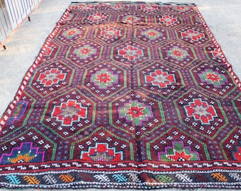 Handwoven Turkish Kilim Rugs – Vintage Kilim Carpet, Anatolian Area Rug, Tribal Boho Rug, Oriental Wool Kilim