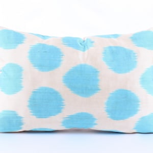 Ikat,Blue, Polka Pillow Cover, Decorative Pillows,  Couch  Pillows, Ikat Pillowcase, Silk, Eclectic Home Decor