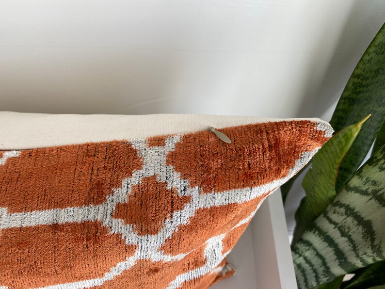 Light Brown Geometric Velvet Pillow, Copper Color Pillow, Cover Silk