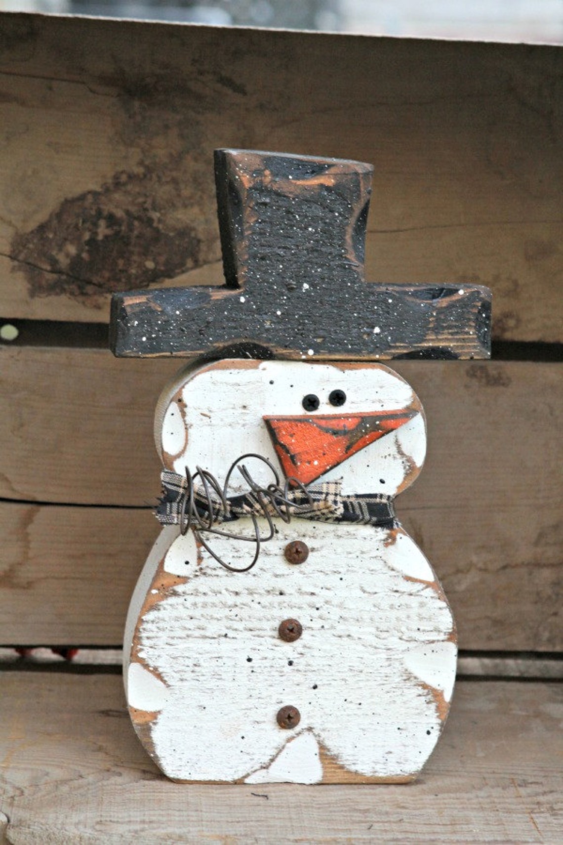 Wood Snowman Decor Snowman Shelf Sitter Chunky Snowman Etsy