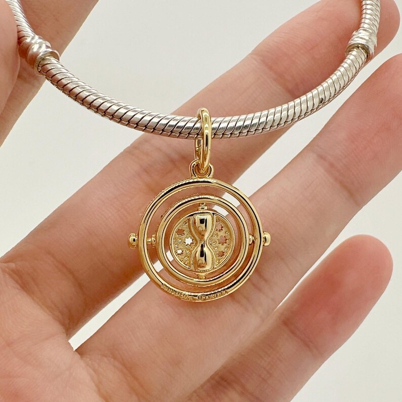 Shine Spinning Time Turner Pendant Charmsilver Charmcharm for Bracelet