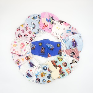face mask kids size, 100% cotton, washable and reusable, smart and elegant, with adjustable elastic band and pocket for filter
