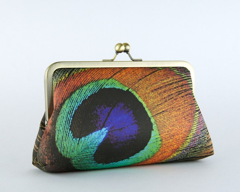 Peacock Chocolate Clutch with Silk lining image 2