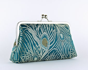 Peacock Teal Clutch with Silk lining
