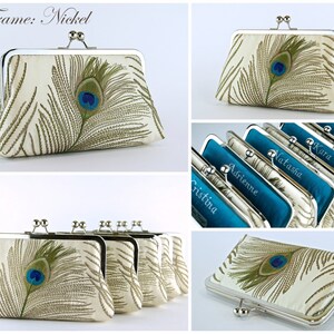 Peacock Embroidered Silk Clutch in Ivory image 3