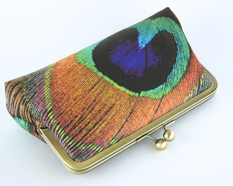 Peacock Chocolate Clutch with Silk lining image 4