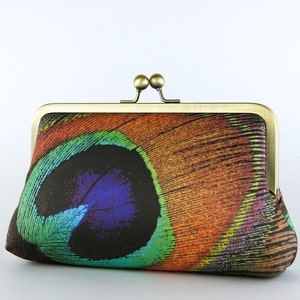Peacock Chocolate Clutch with Silk lining image 3